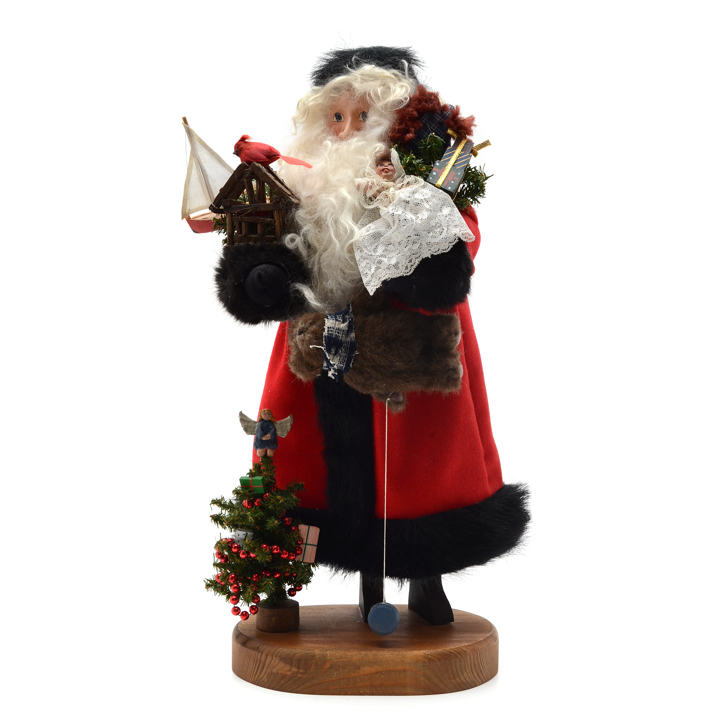 Hand Crafted Christmas Santa with Red Bird