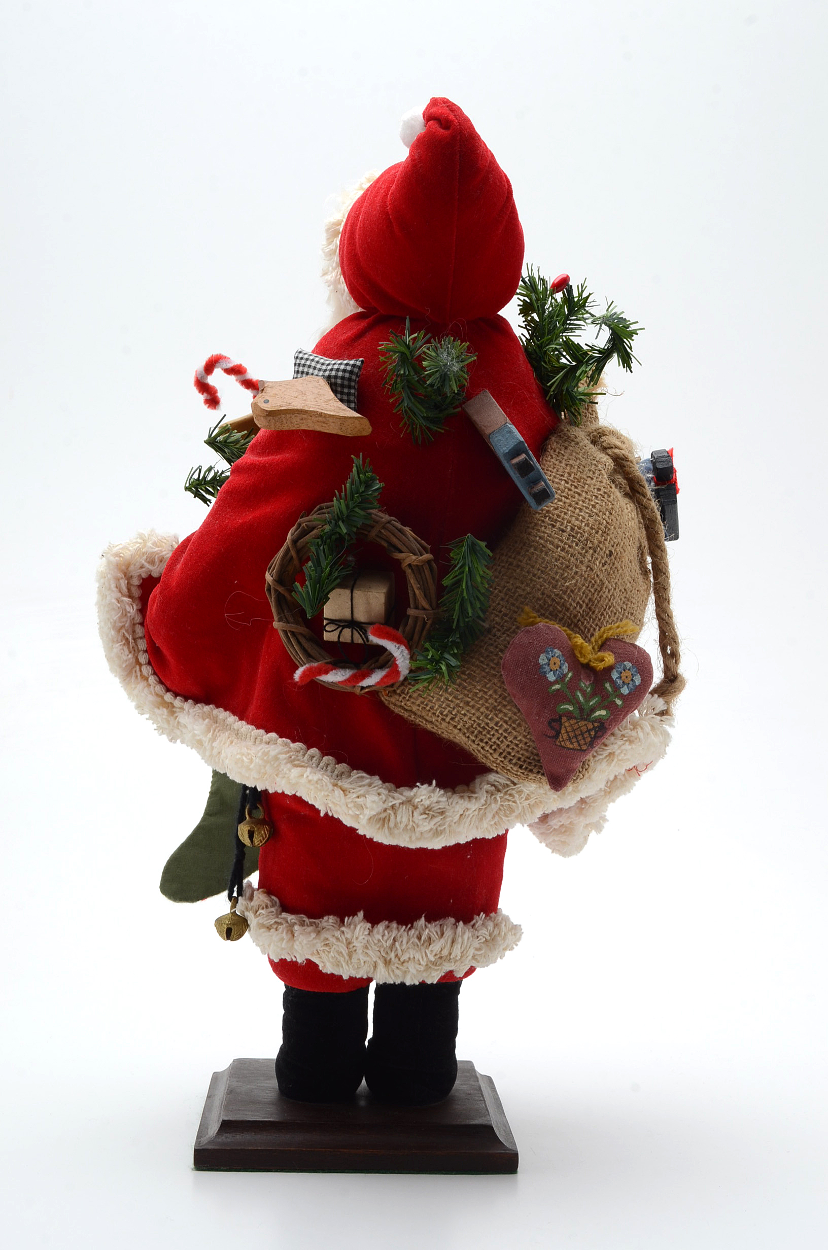 Hand Crafted Santa Figure with Needlepoint Stocking