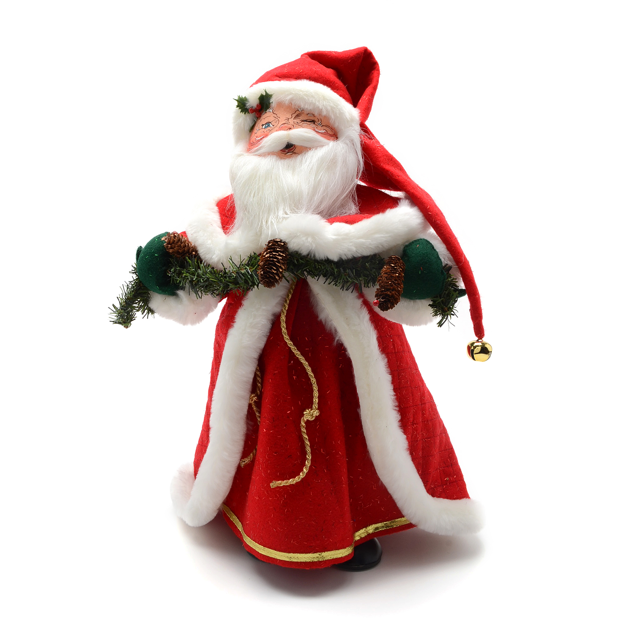Large "Annalee" Santa Figure with Pine Cone Garland
