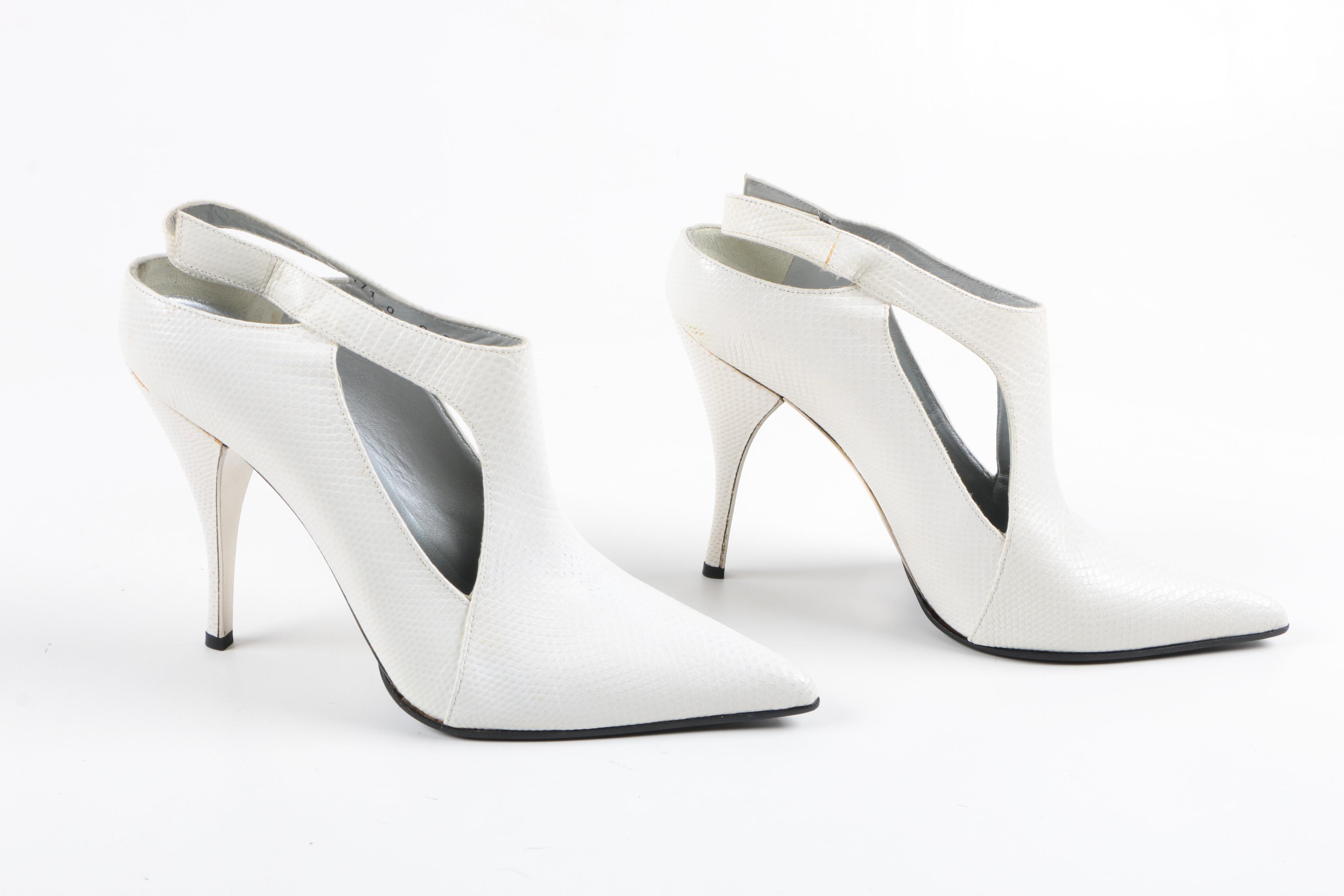 Gucci White Lizard Skin Booties