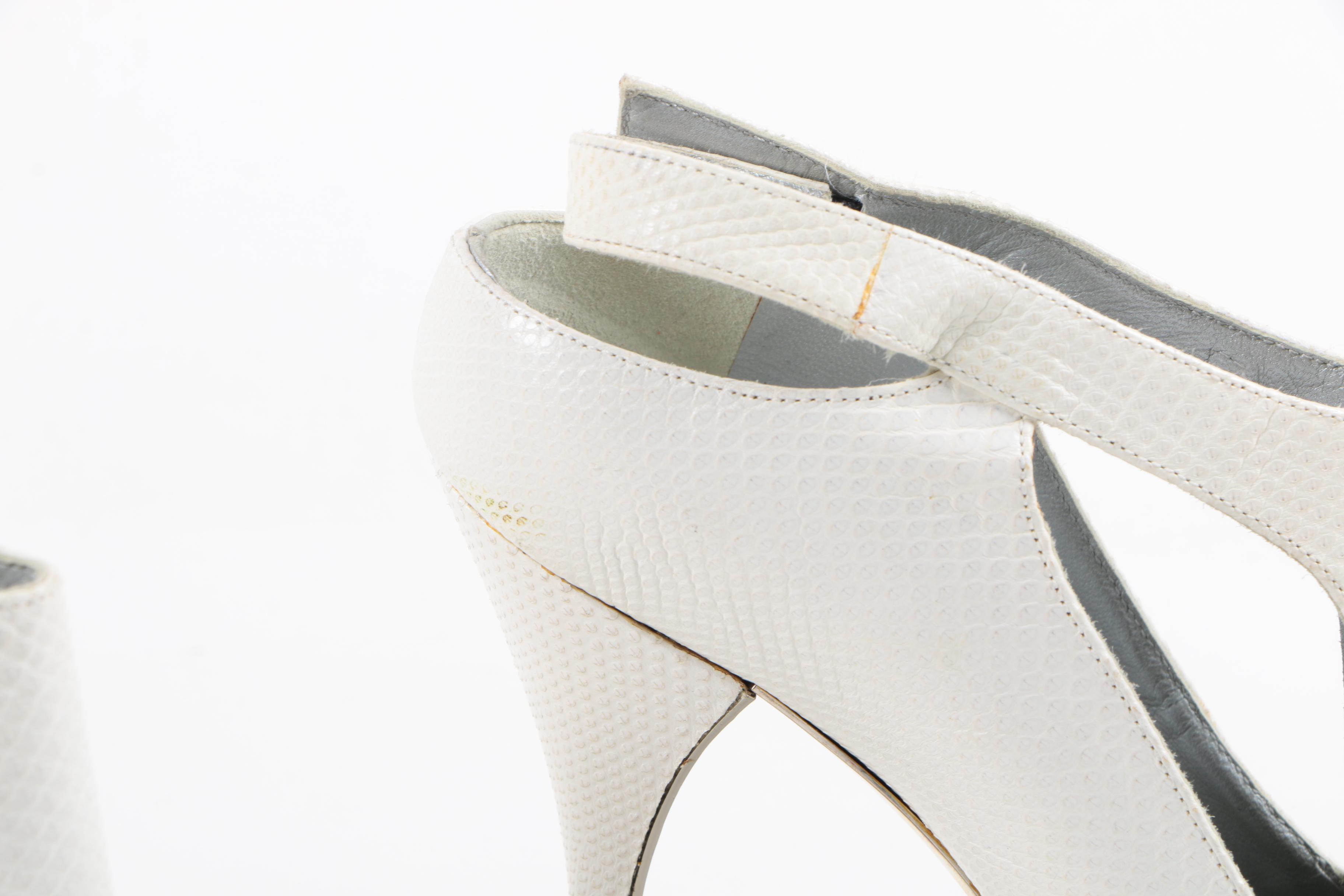 Gucci White Lizard Skin Booties