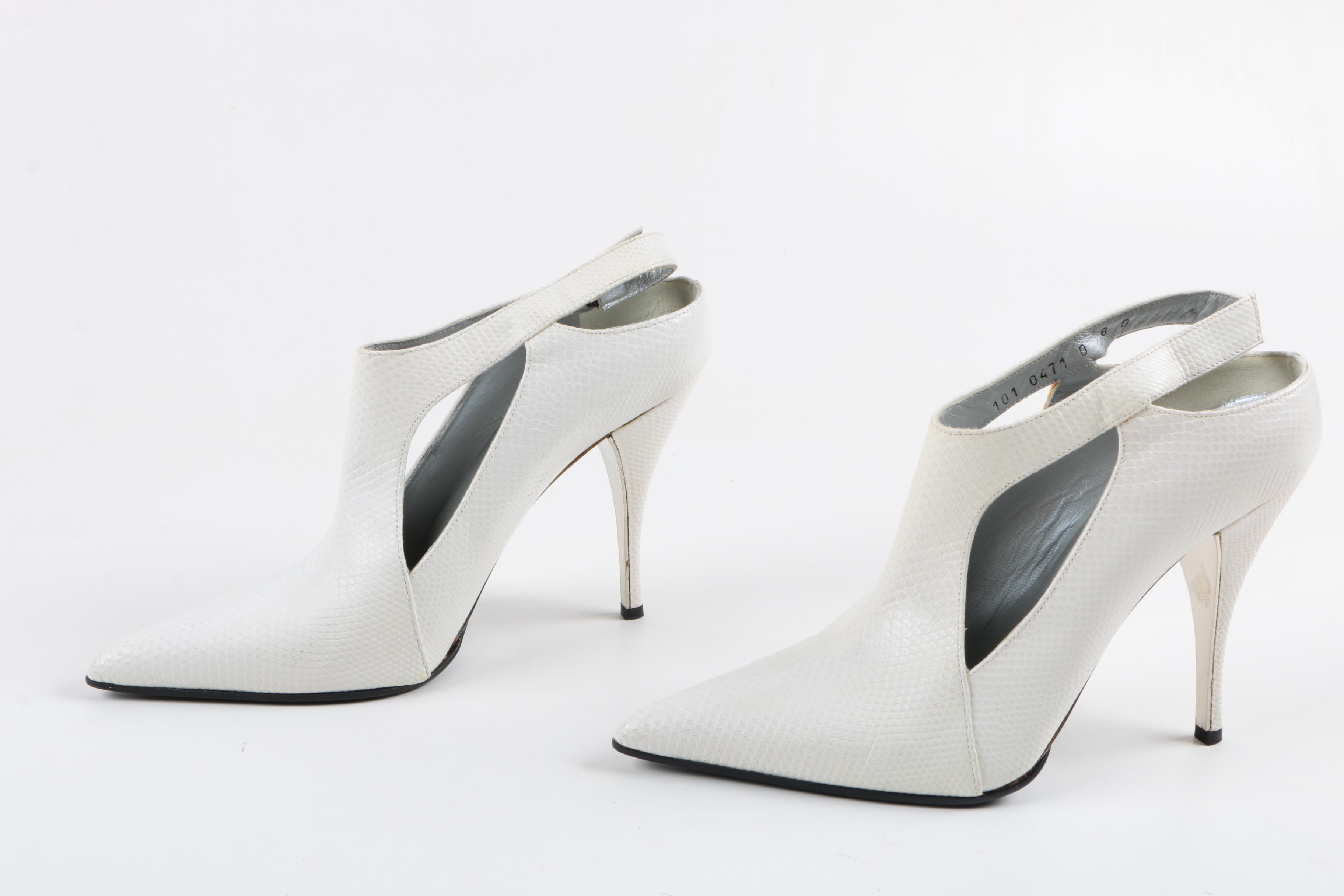 Gucci White Lizard Skin Booties