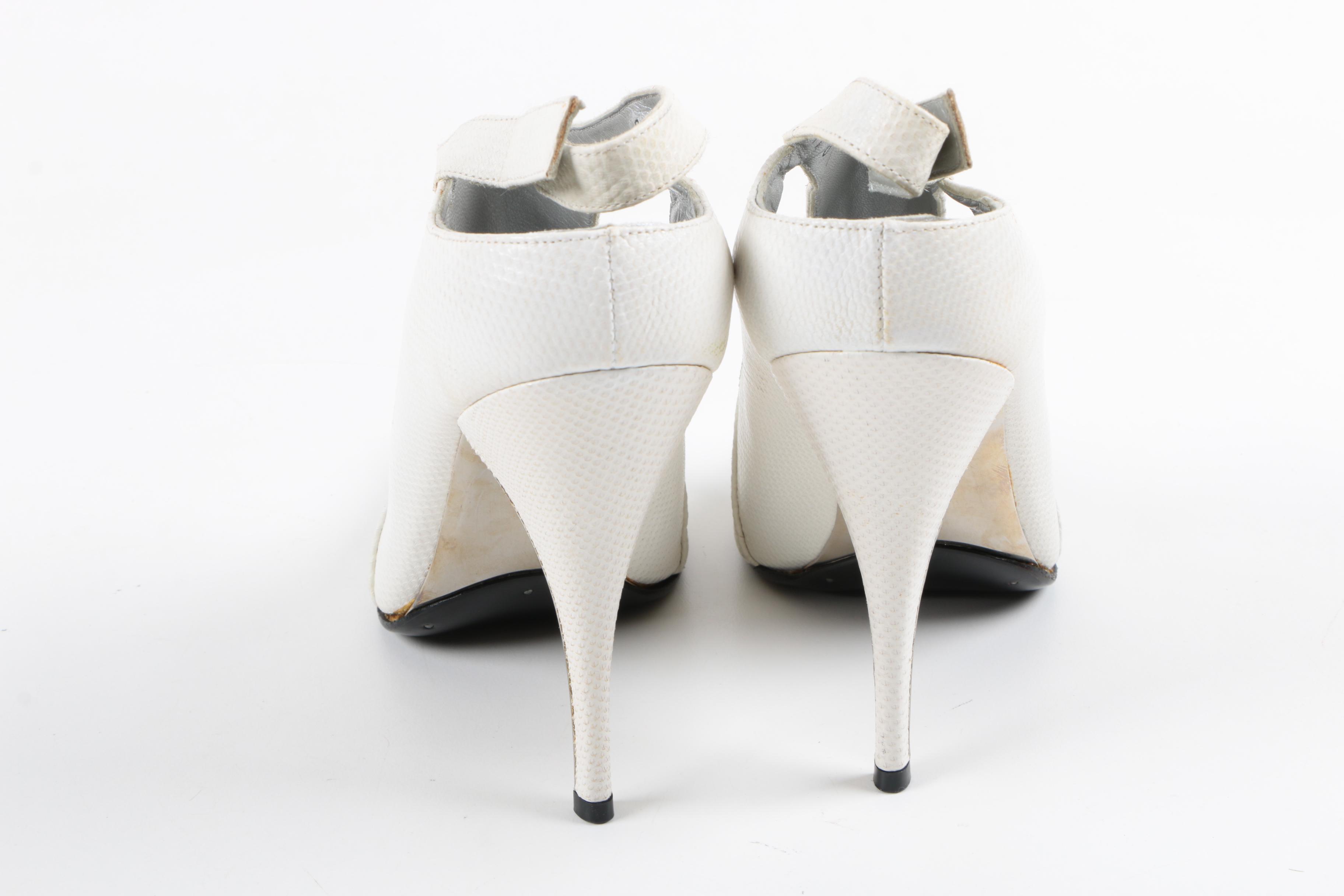 Gucci White Lizard Skin Booties