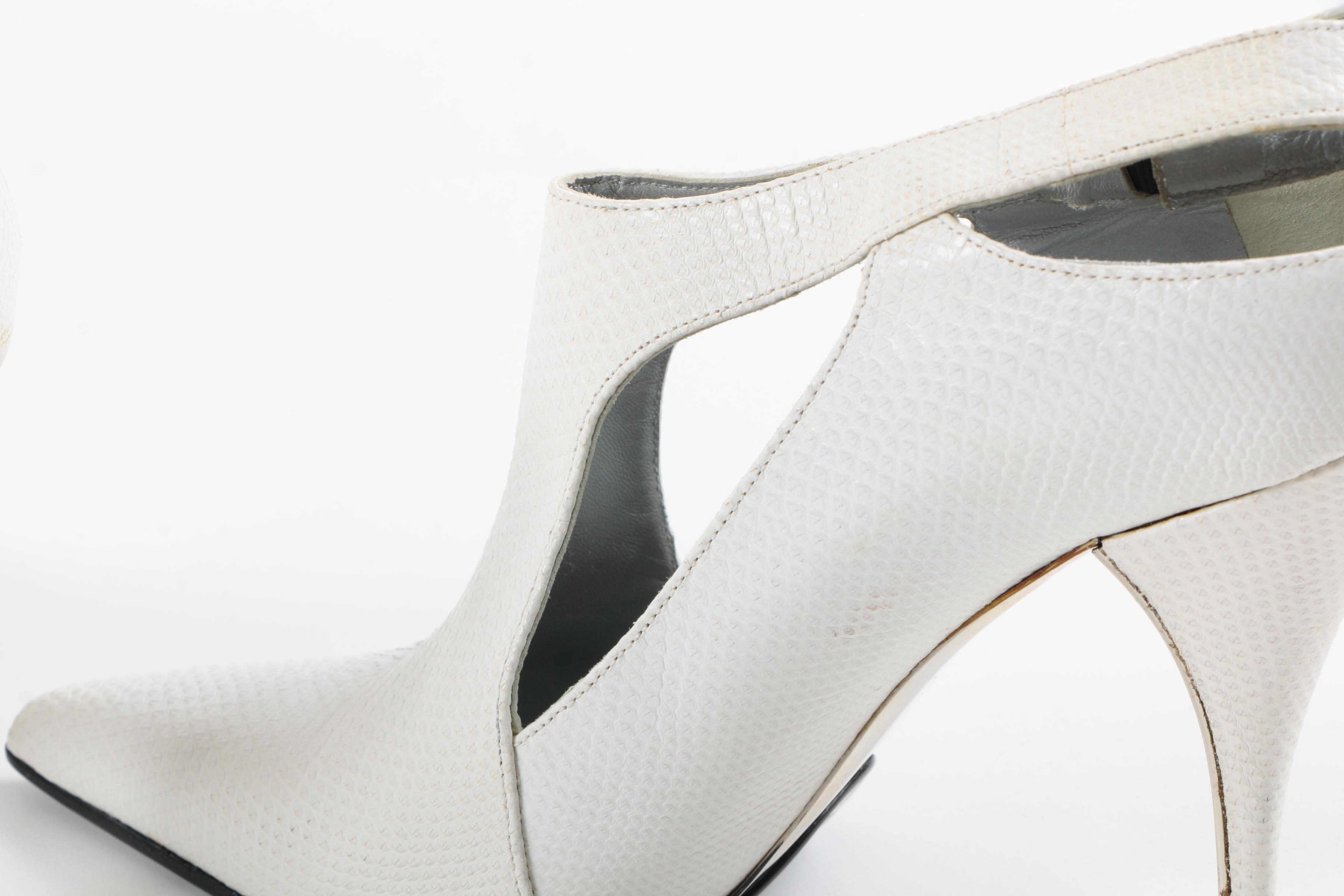 Gucci White Lizard Skin Booties