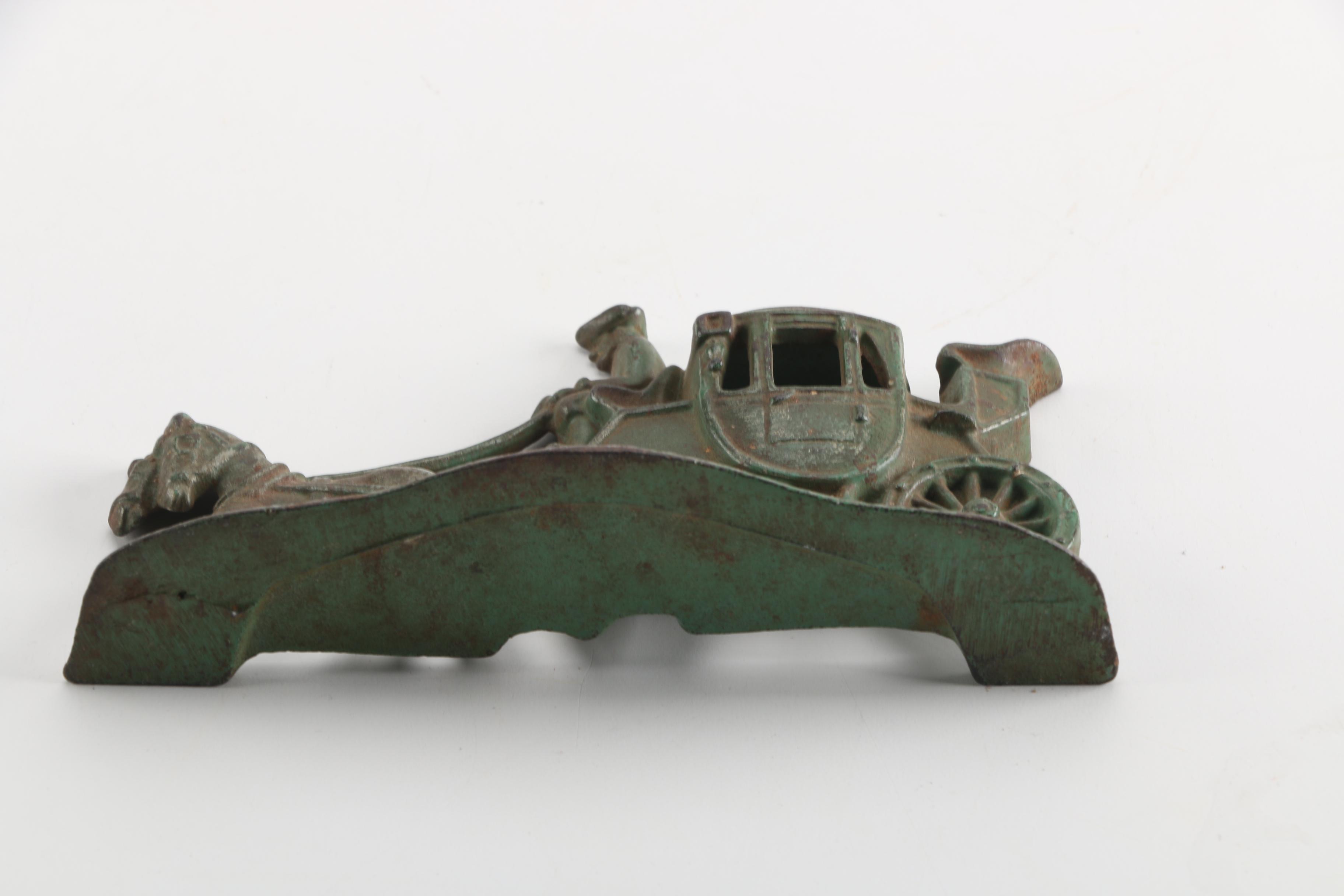 Vintage Cast Iron Horse and Buggy Doorstop by Champion