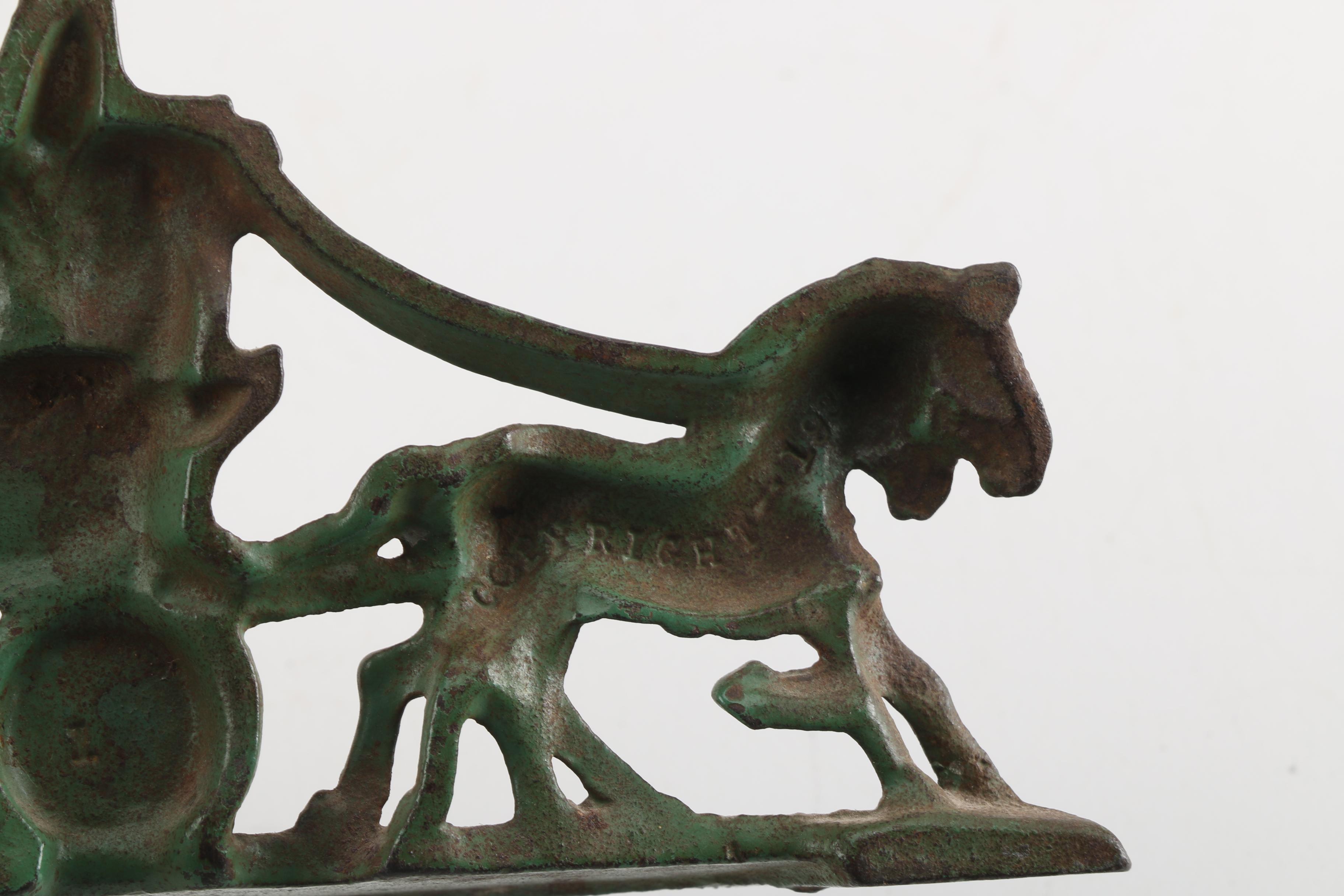 Vintage Cast Iron Horse and Buggy Doorstop by Champion