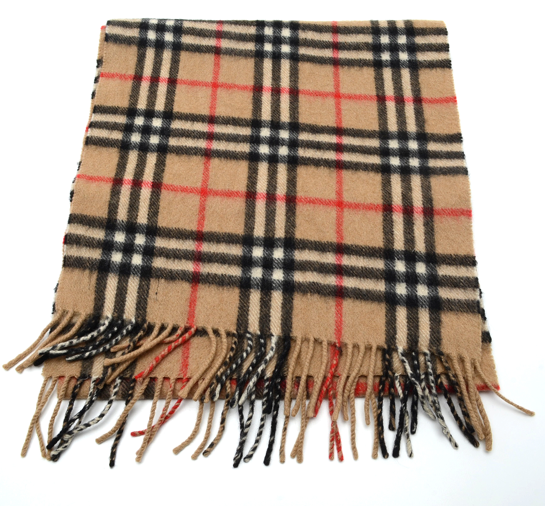 Burberry Cashmere Plaid Muffler and Red Cashmere Scarf