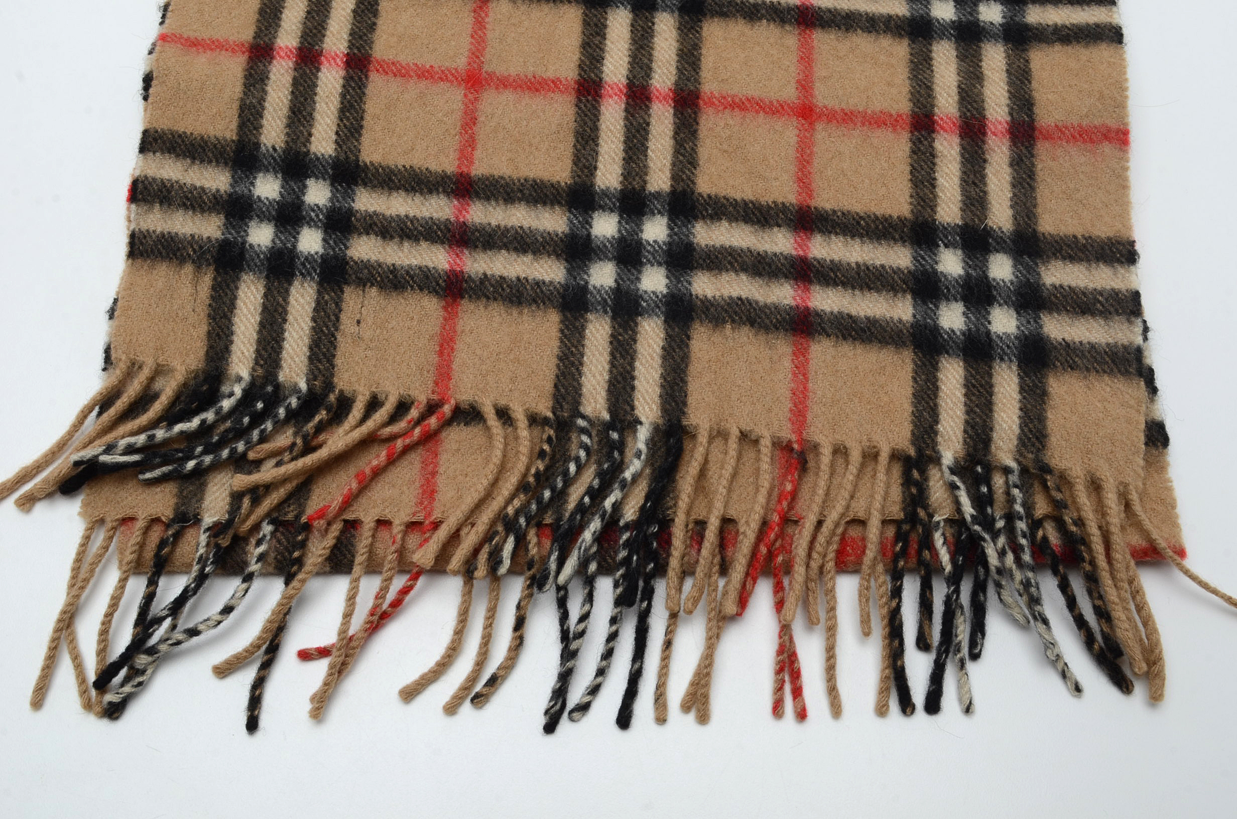 Burberry Cashmere Plaid Muffler and Red Cashmere Scarf