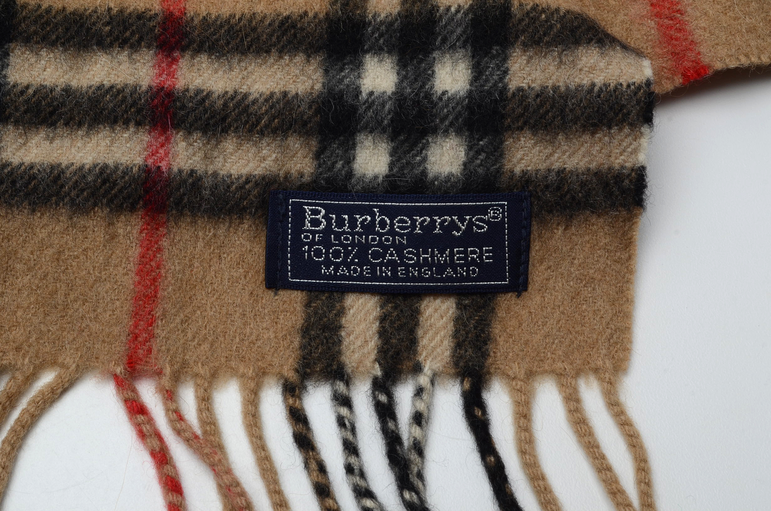 Burberry Cashmere Plaid Muffler and Red Cashmere Scarf