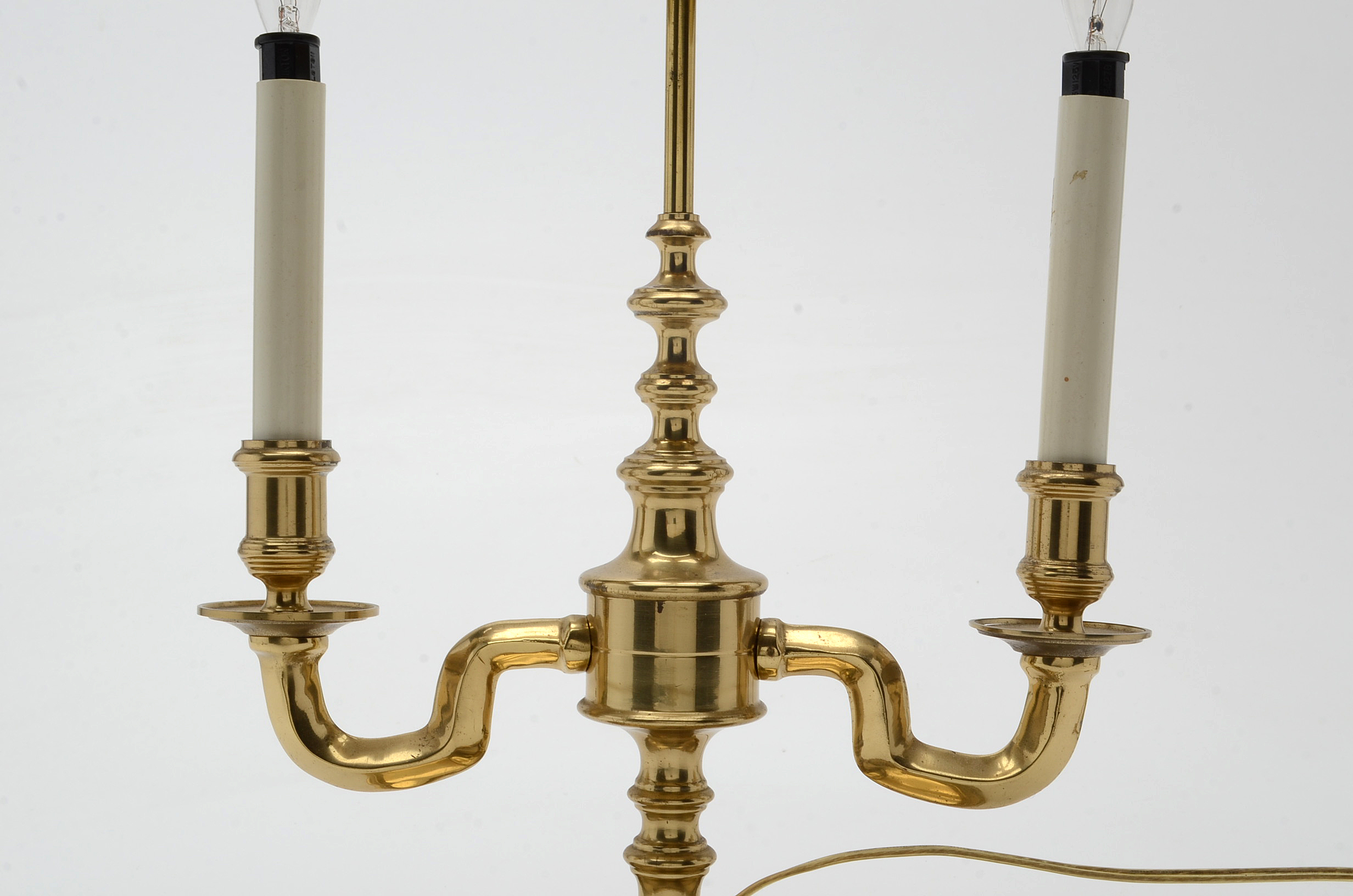 Brass Bouillotte Table Lamp with Black Metal Shade