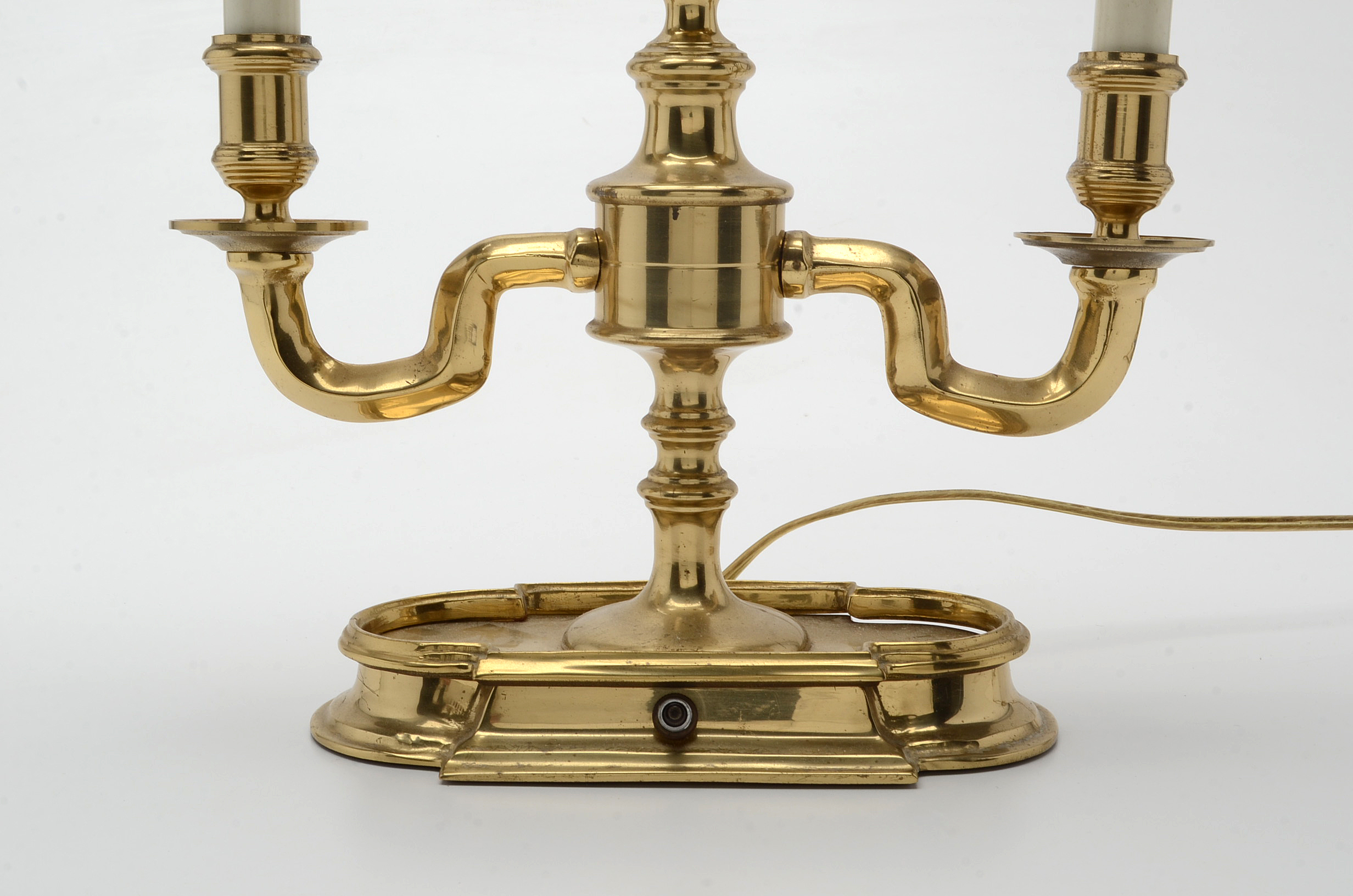 Brass Bouillotte Table Lamp with Black Metal Shade