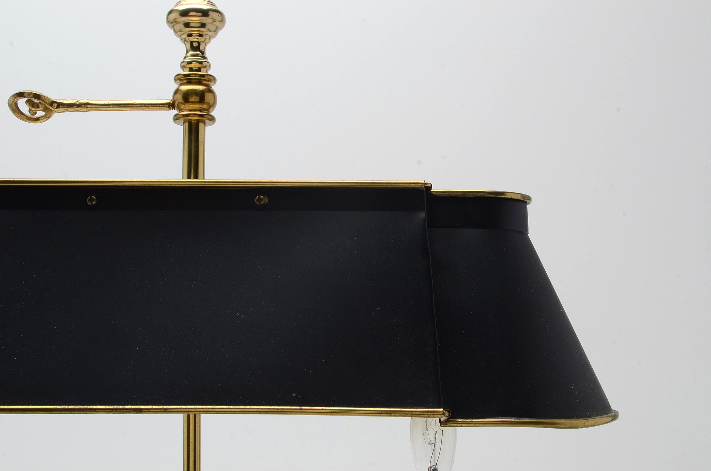 Brass Bouillotte Table Lamp with Black Metal Shade
