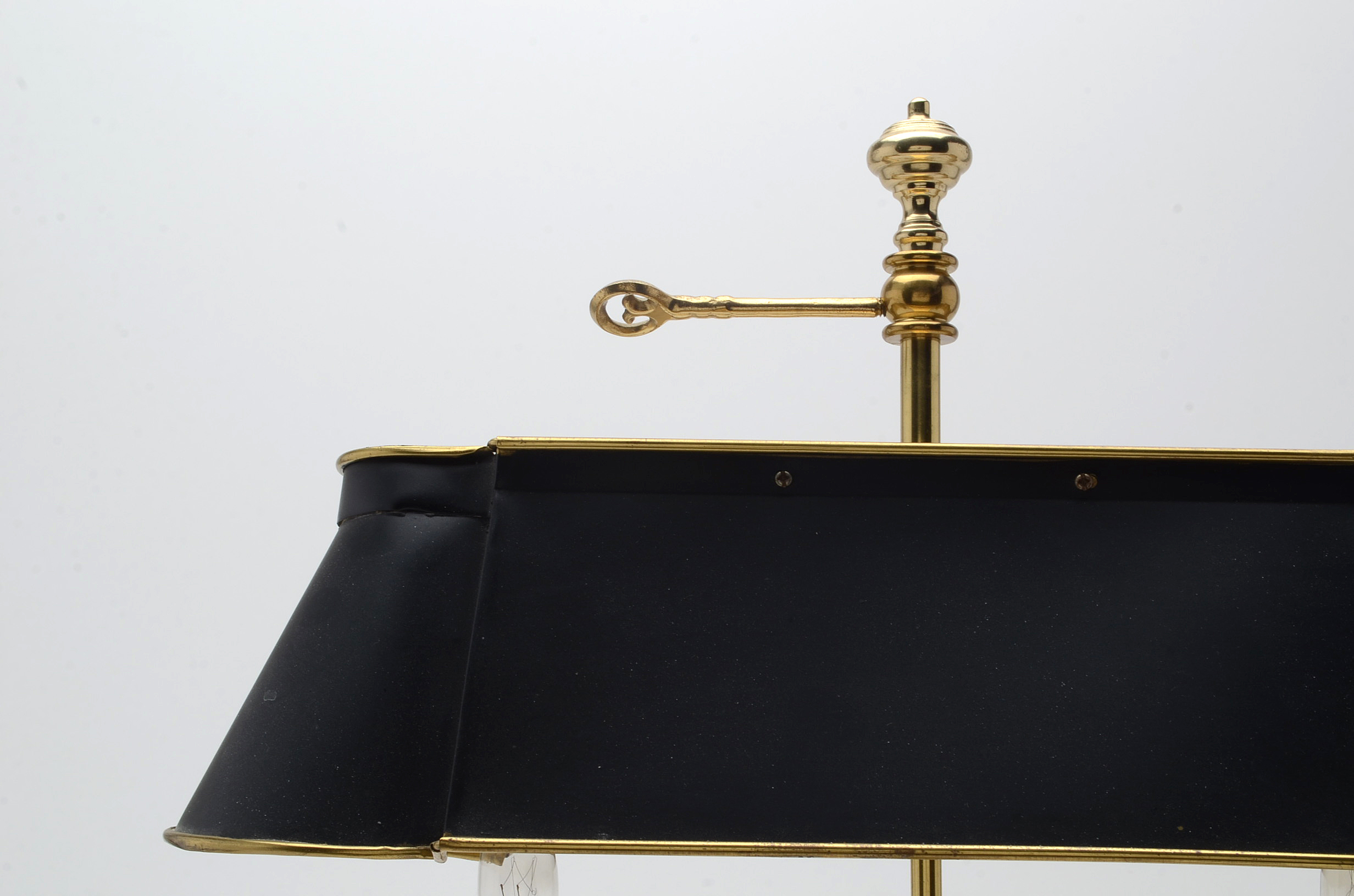 Brass Bouillotte Table Lamp with Black Metal Shade