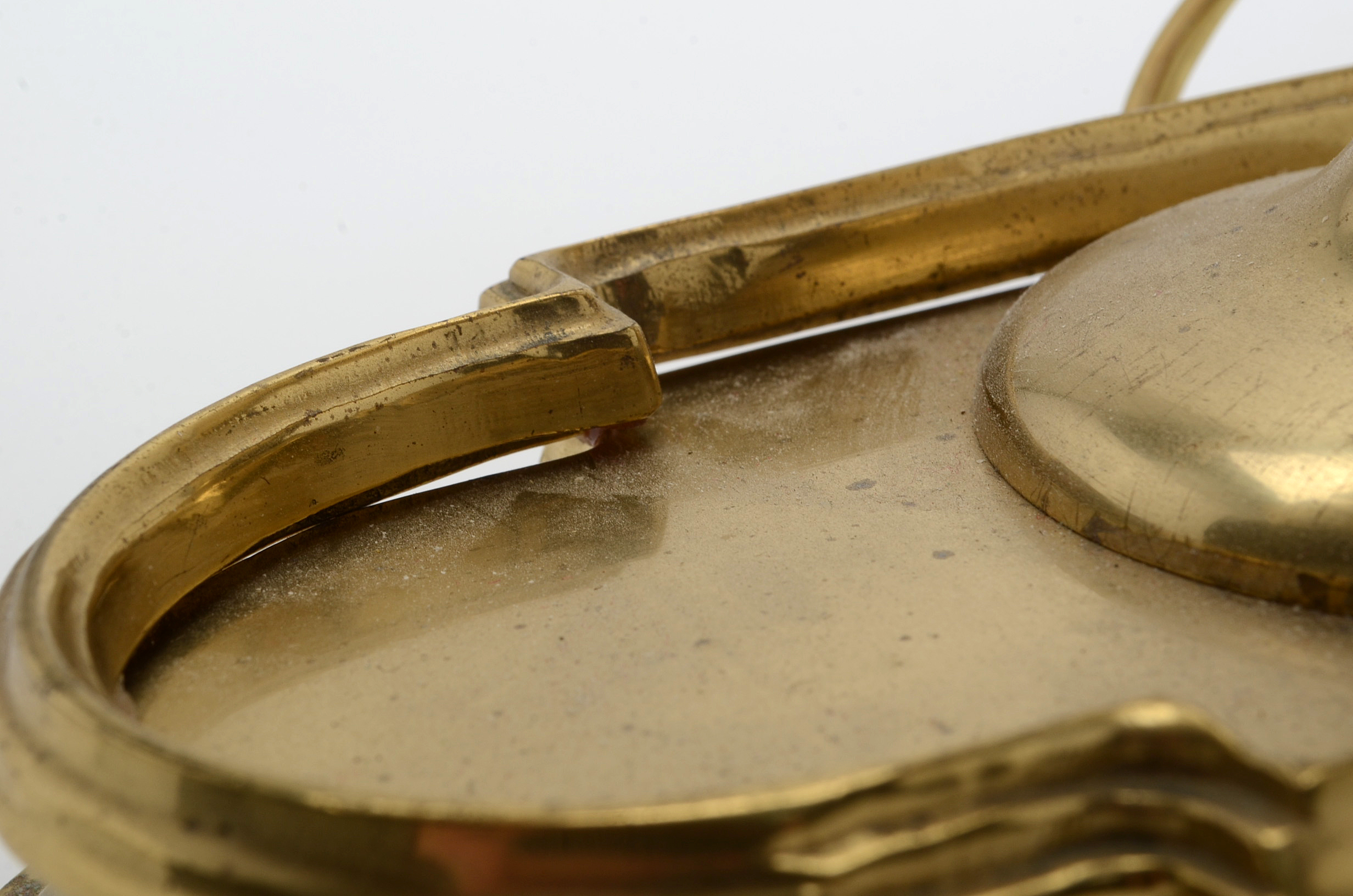 Brass Bouillotte Table Lamp with Black Metal Shade