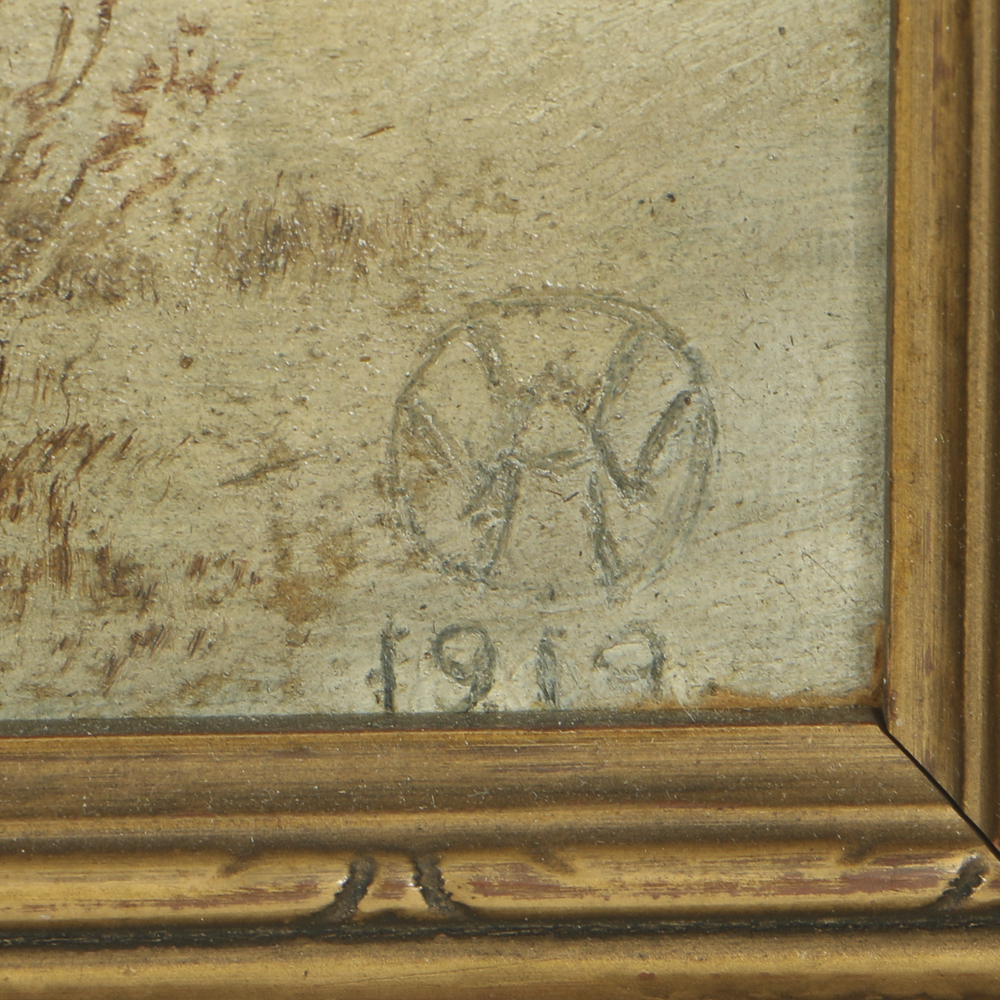 Oil Painting on Board of Tonalist Winter Landscape