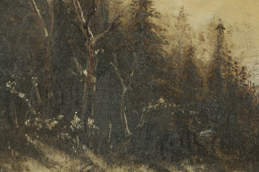 Oil Painting on Board of Tonalist Winter Landscape