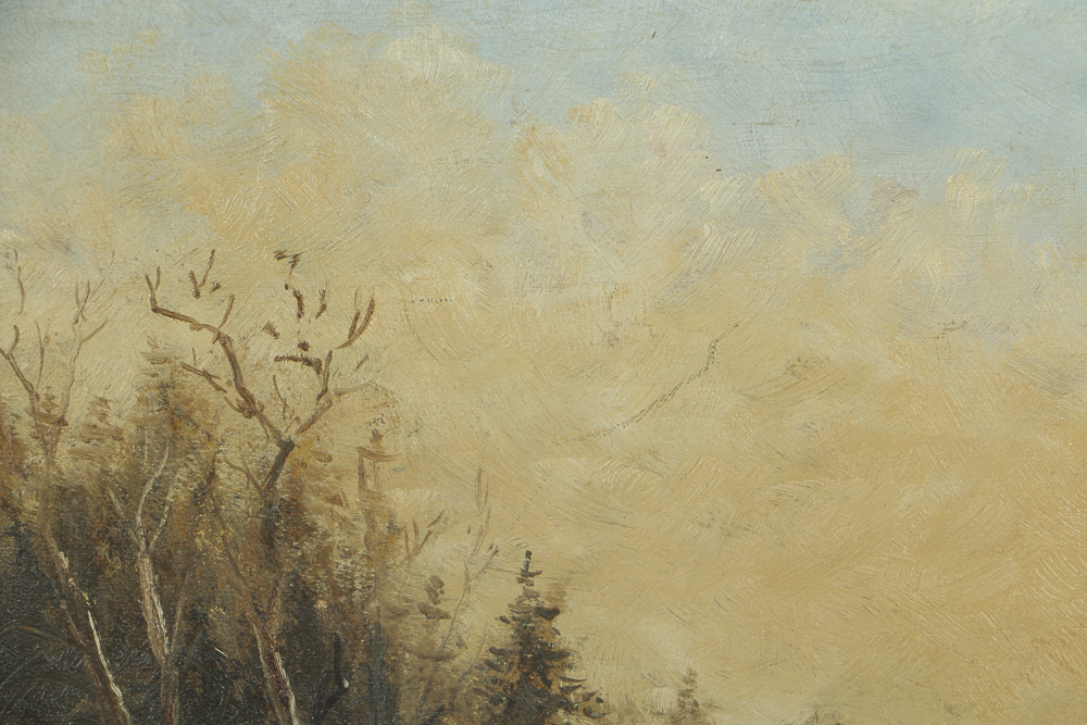 Oil Painting on Board of Tonalist Winter Landscape