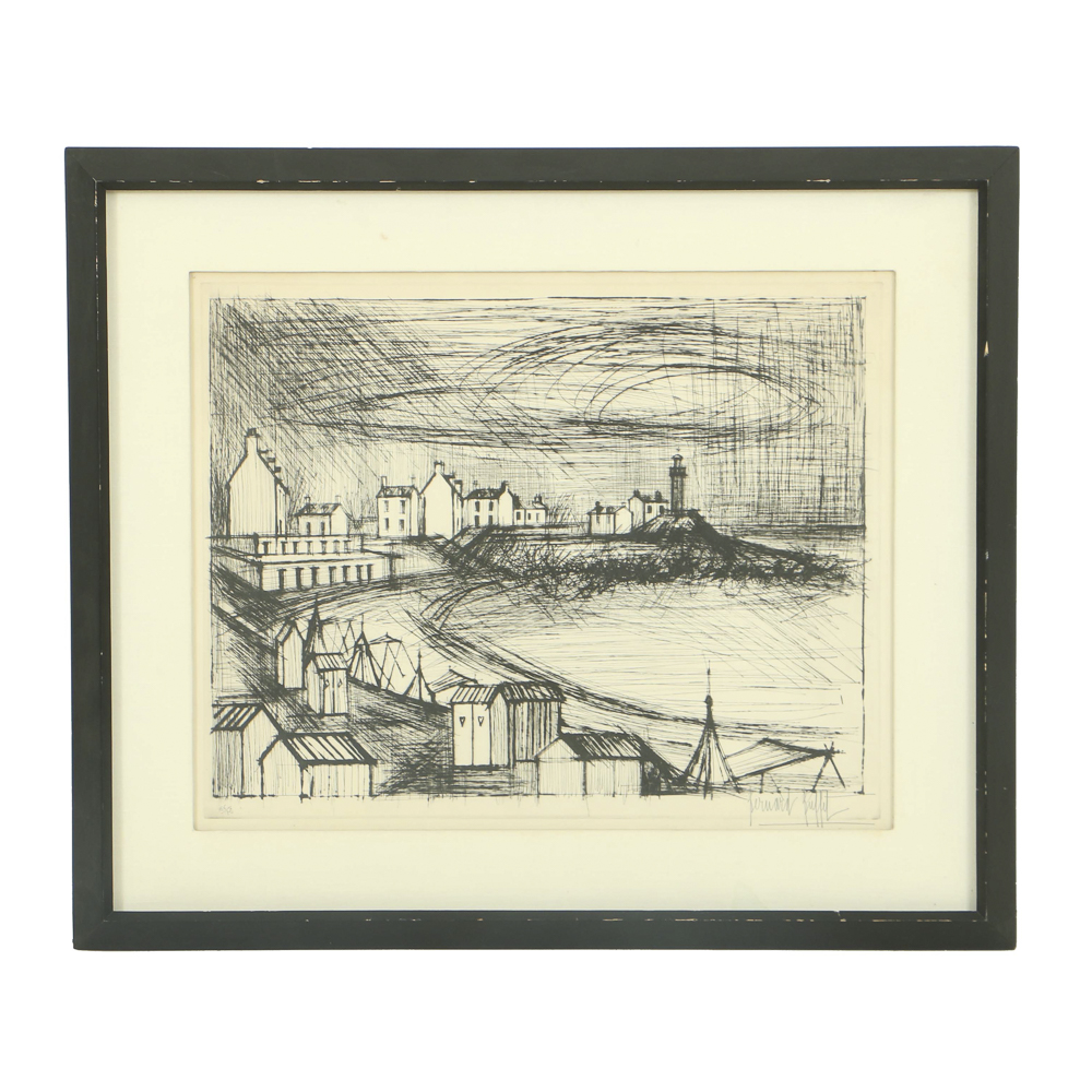Bernard Buffet Signed Limited Edition Drypoint Etching on Paper "Cabanas"