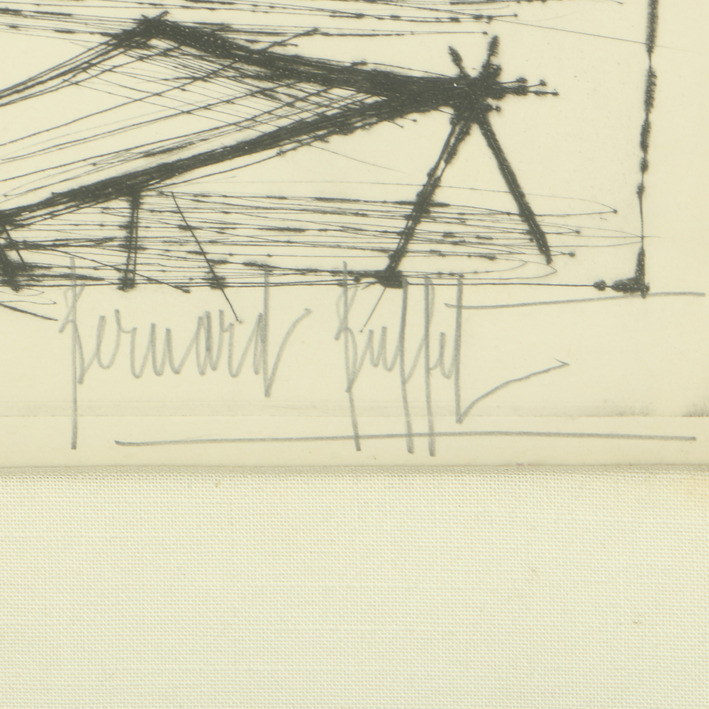 Bernard Buffet Signed Limited Edition Drypoint Etching on Paper "Cabanas"