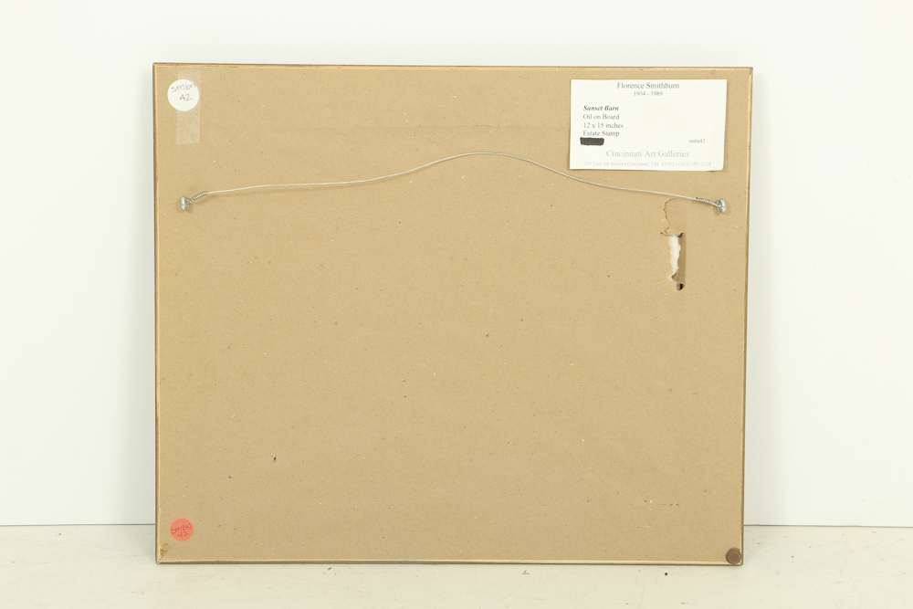 Florence Smithburn Oil Painting on Board "Sunset Barn"