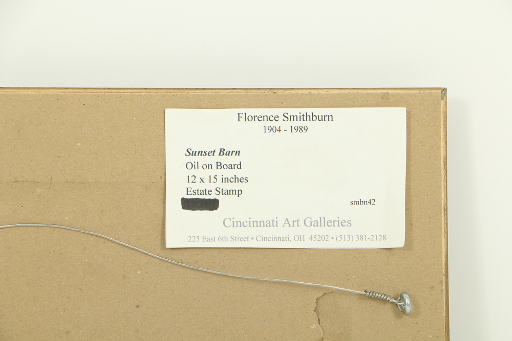 Florence Smithburn Oil Painting on Board "Sunset Barn"