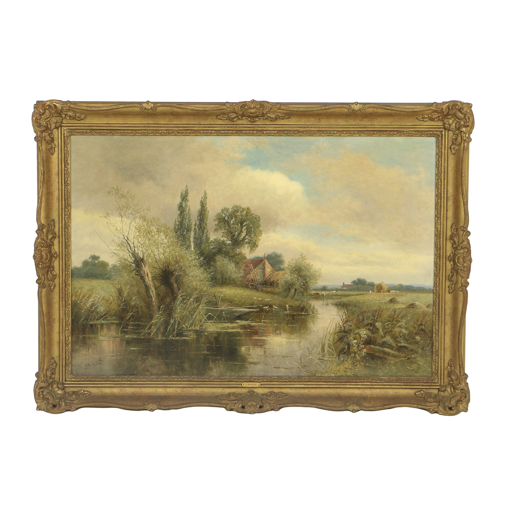 J. Kinard Oil Painting on Canvas Pastoral Landscape