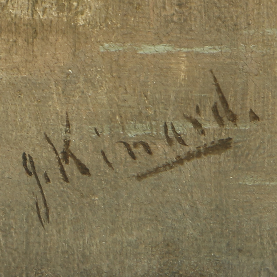 J. Kinard Oil Painting on Canvas Pastoral Landscape