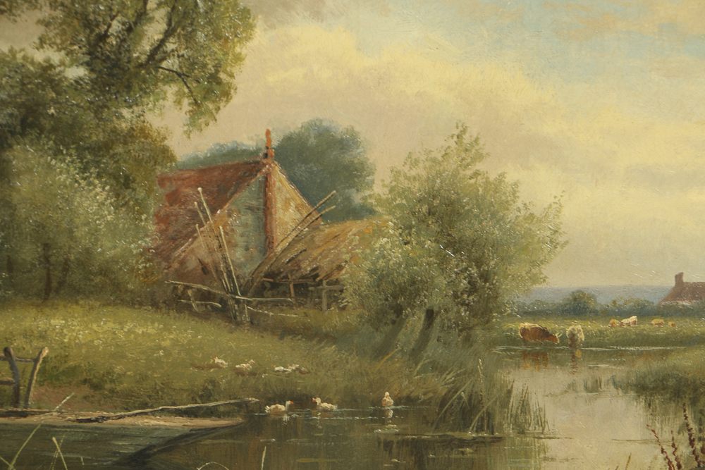 J. Kinard Oil Painting on Canvas Pastoral Landscape