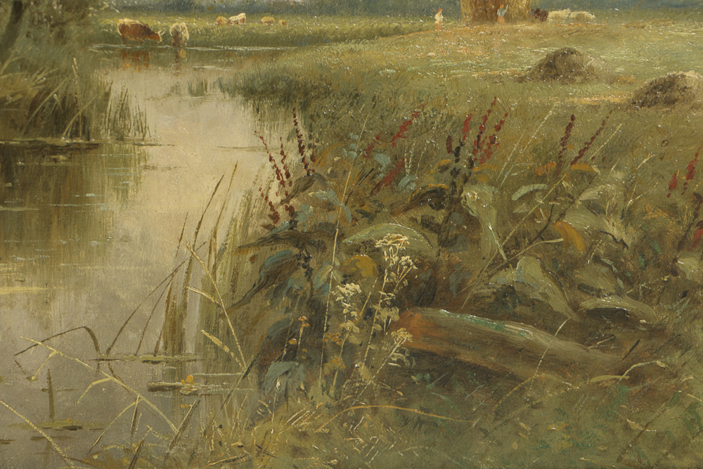 J. Kinard Oil Painting on Canvas Pastoral Landscape