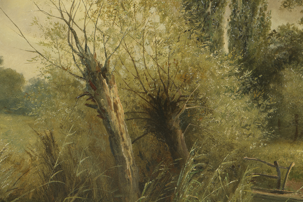 J. Kinard Oil Painting on Canvas Pastoral Landscape