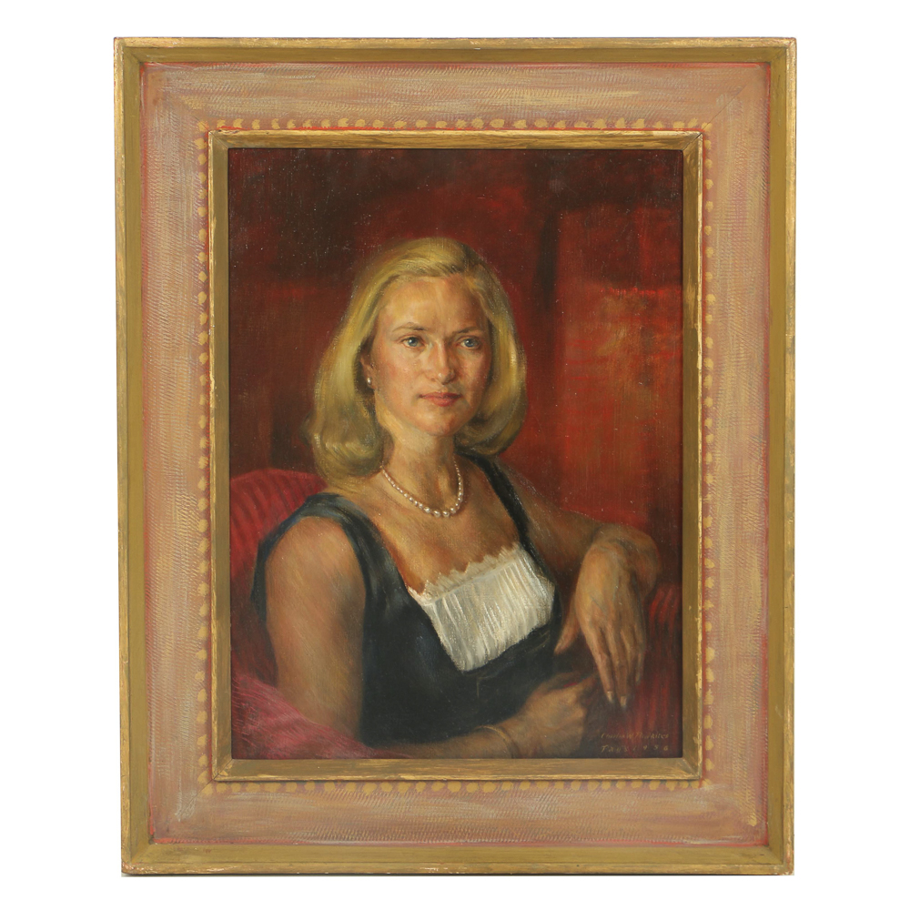 Charles Thwaites Oil Portrait on Board of a Woman
