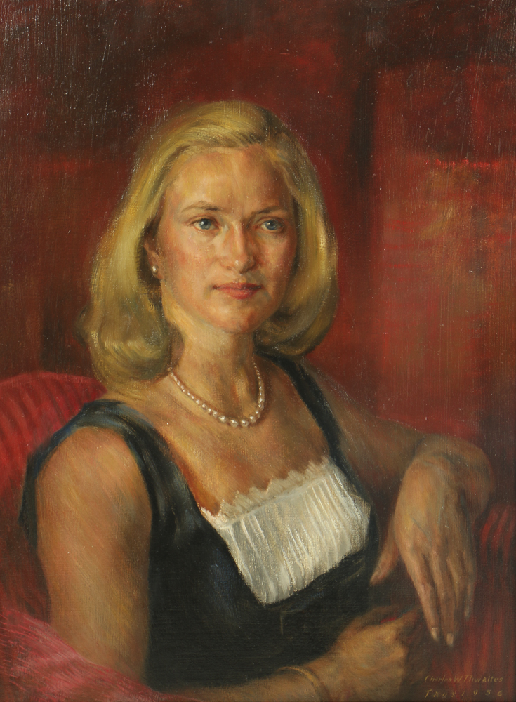 Charles Thwaites Oil Portrait on Board of a Woman