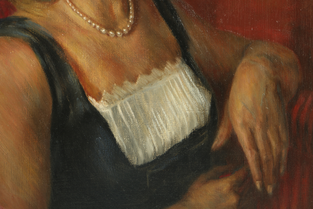 Charles Thwaites Oil Portrait on Board of a Woman