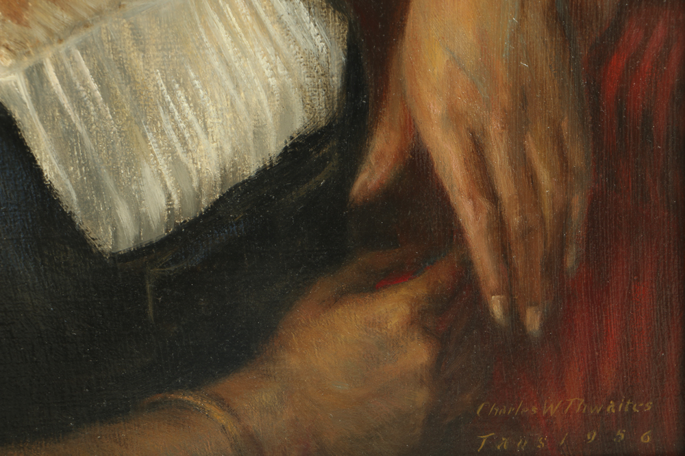 Charles Thwaites Oil Portrait on Board of a Woman