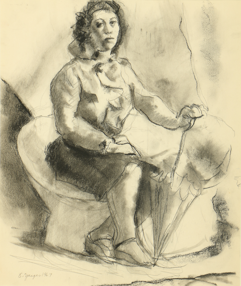Edgar Yaeger Charcoal Drawing on Paper "Leona"