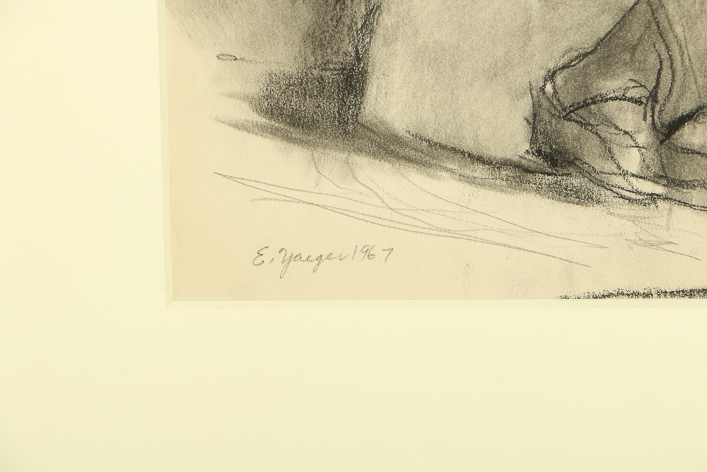 Edgar Yaeger Charcoal Drawing on Paper "Leona"