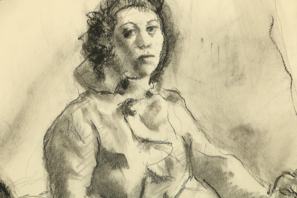 Edgar Yaeger Charcoal Drawing on Paper "Leona"