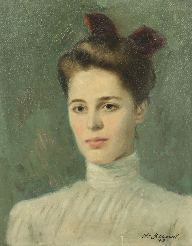 William Gebhardt Oil Portrait on Canvas Board of a Woman