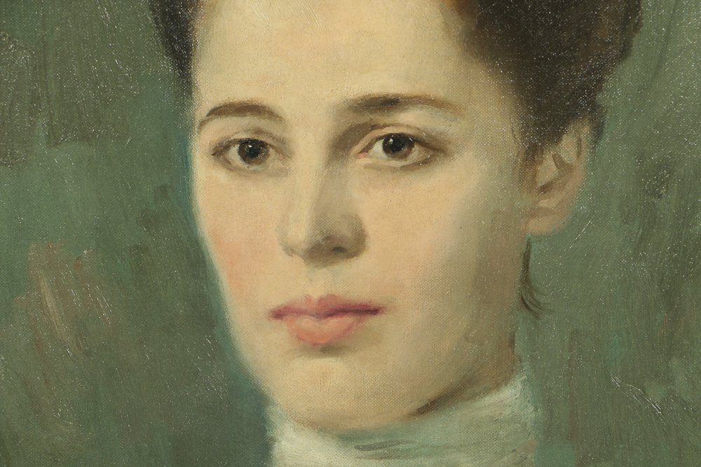 William Gebhardt Oil Portrait on Canvas Board of a Woman