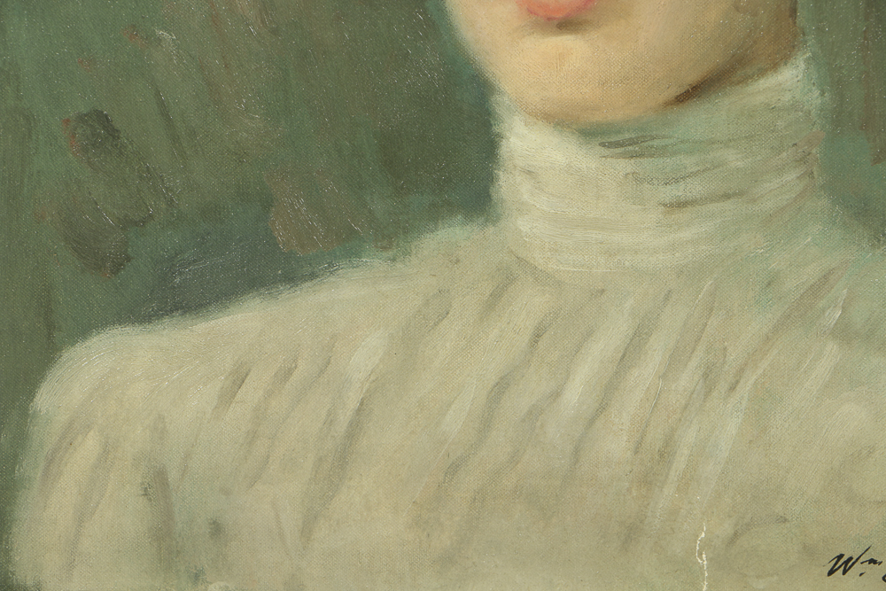 William Gebhardt Oil Portrait on Canvas Board of a Woman