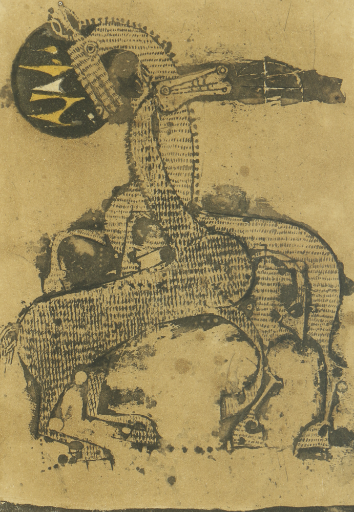 Johnny Friedlaender Signed Etching on Paper of Abstracted Horses