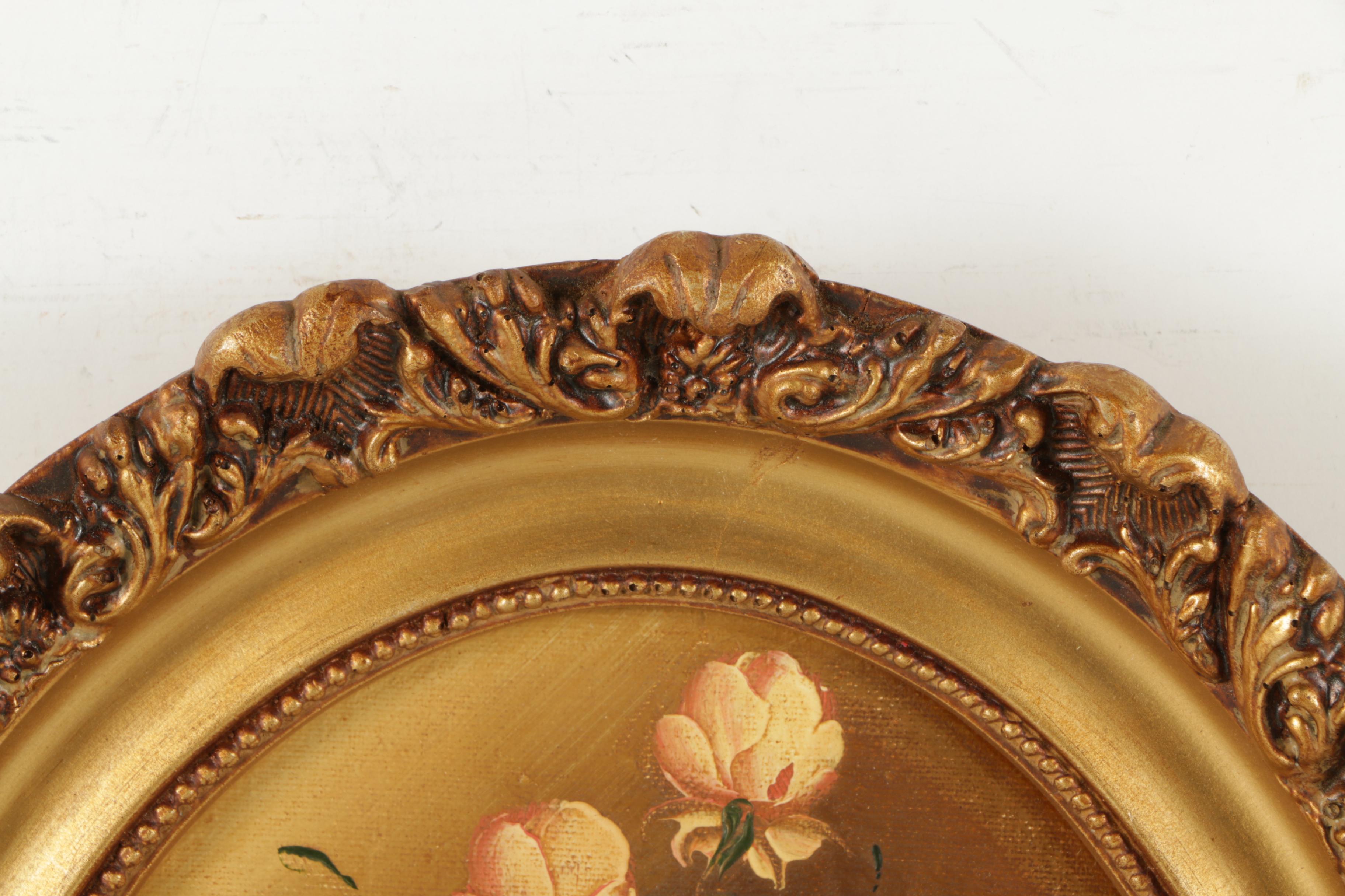 Oval Oil Paintings of Flowers