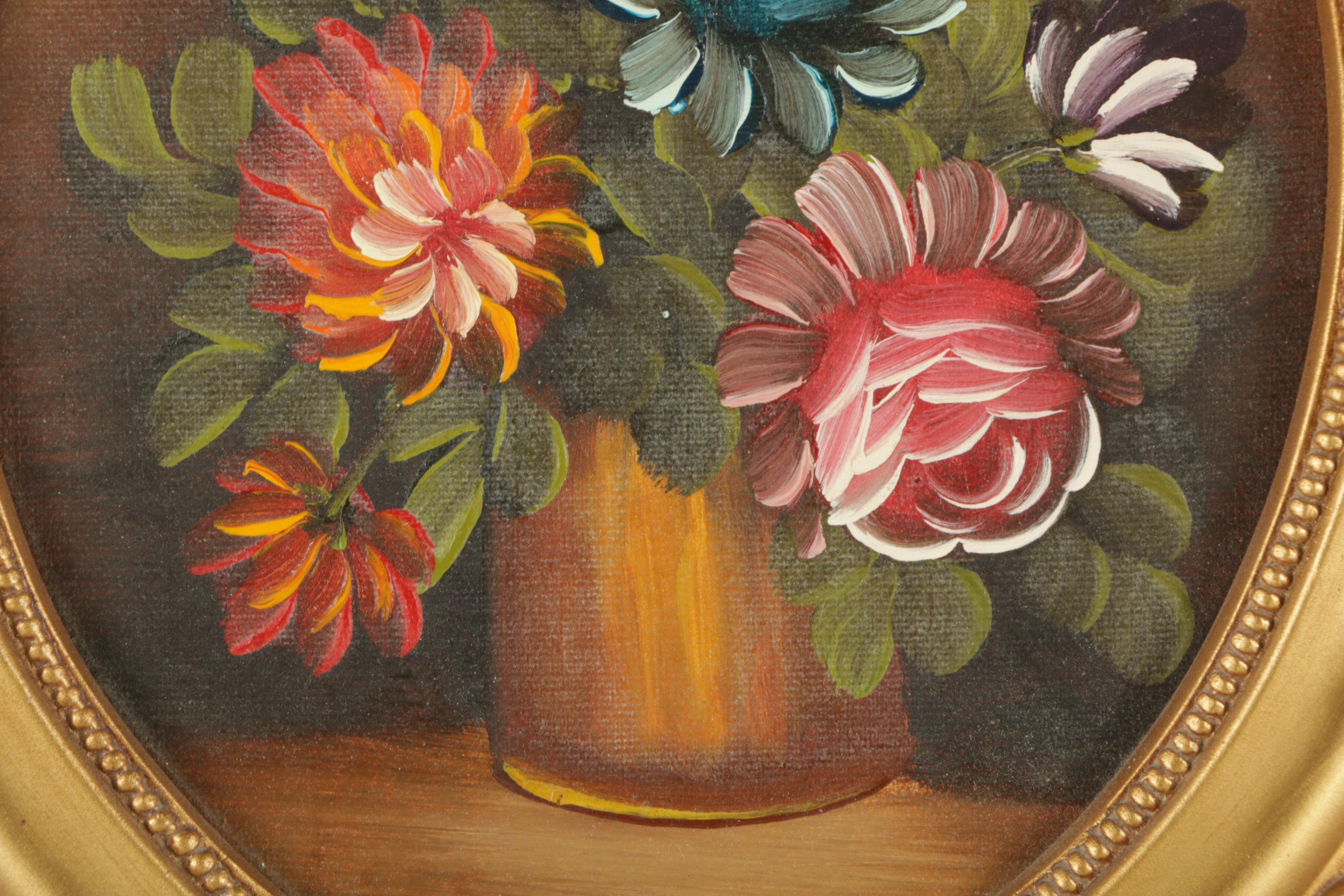 Oval Oil Paintings of Flowers