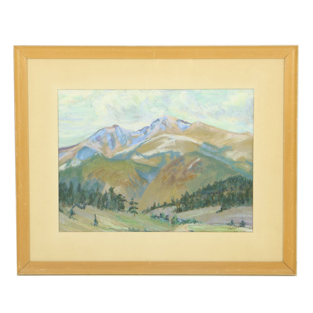 Stella Elmendorf Tylor Pastel Drawing on Paper Mountainous Landscape
