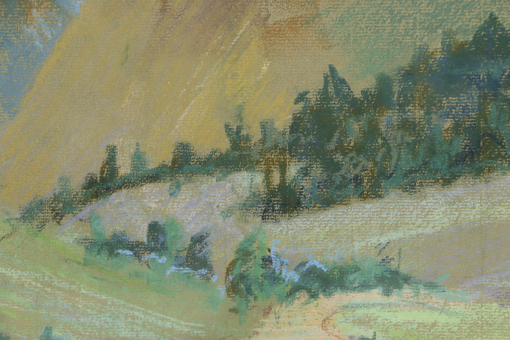 Stella Elmendorf Tylor Pastel Drawing on Paper Mountainous Landscape