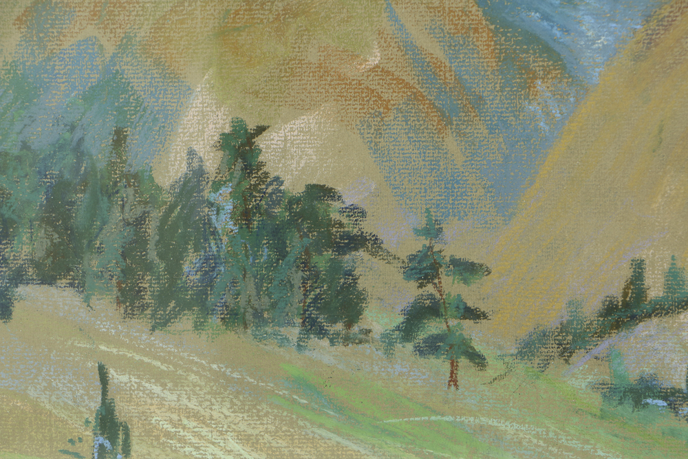 Stella Elmendorf Tylor Pastel Drawing on Paper Mountainous Landscape