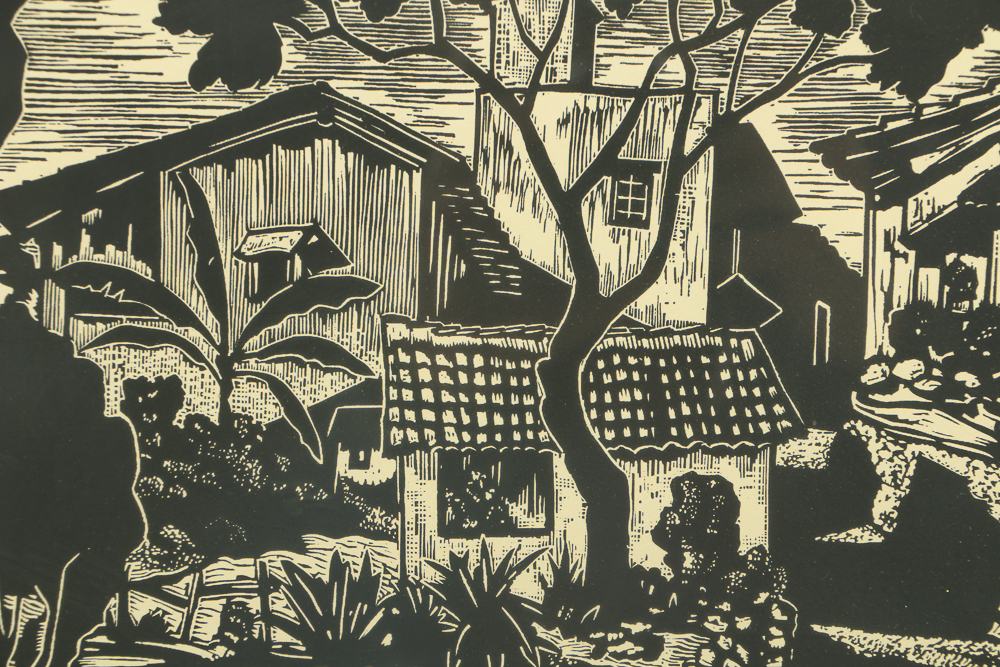 Carl Lewis Pappe Signed Woodcut on Paper "Puente Ramonet, Taxco"