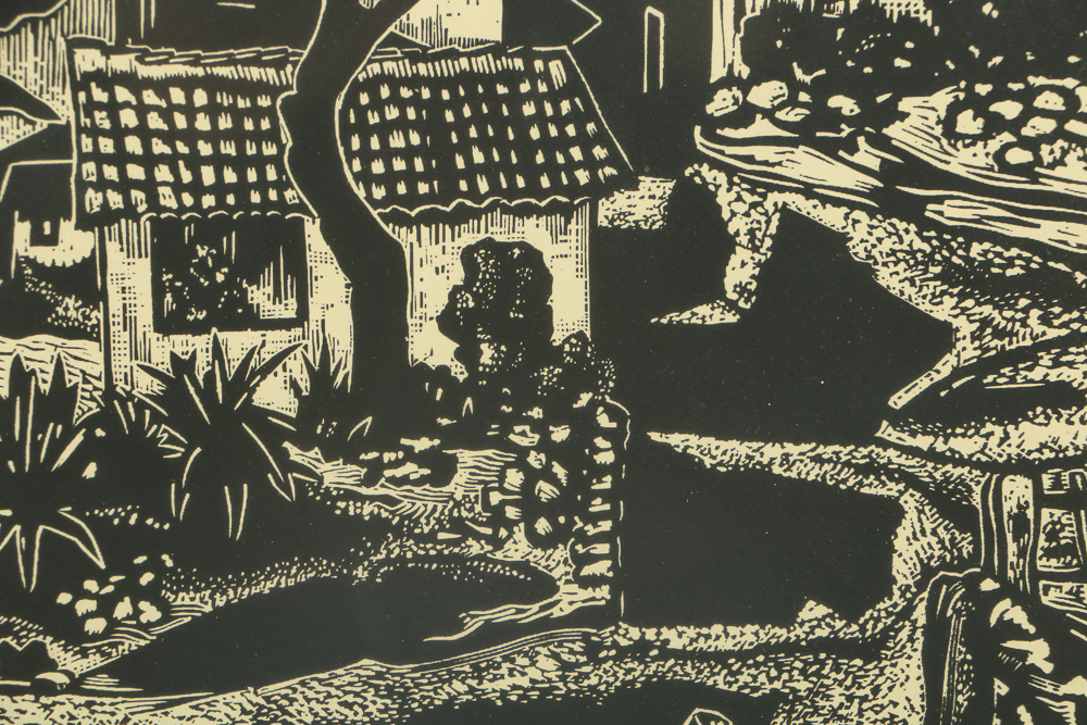 Carl Lewis Pappe Signed Woodcut on Paper "Puente Ramonet, Taxco"