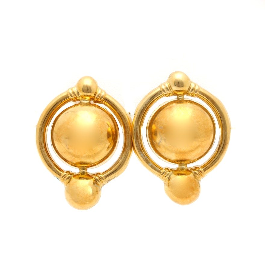 18K Yellow Gold Door Knocker Earrings