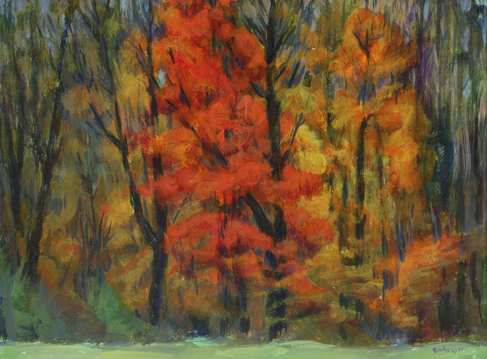 Carolyn Zimmerman Acrylic Painting on Board "Autumn Blaze"